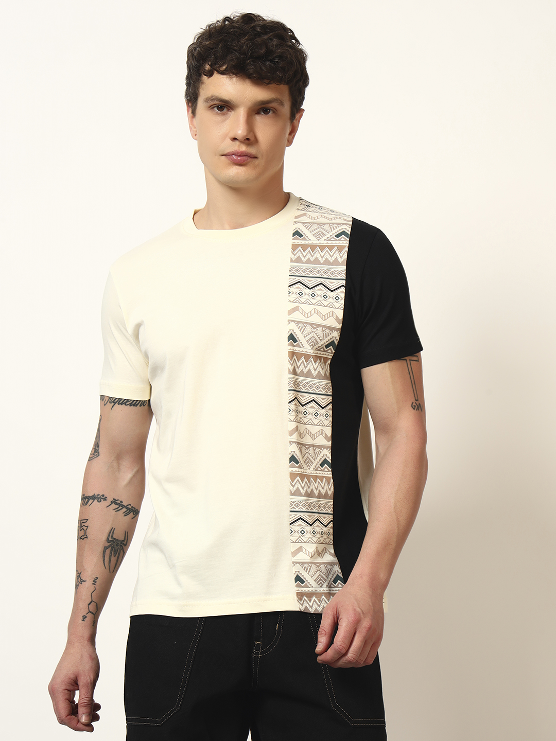 Oneway Women Tribal Print Yellow Tshirt