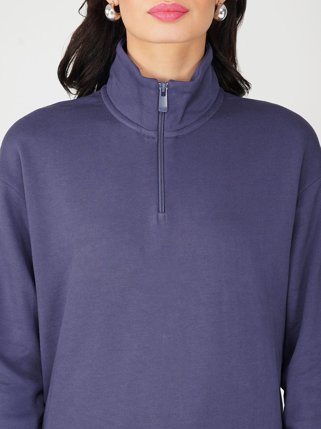 Oneway Women Solid Purple 1 Sweatshirt,1 Shorts::Co-Ord Set