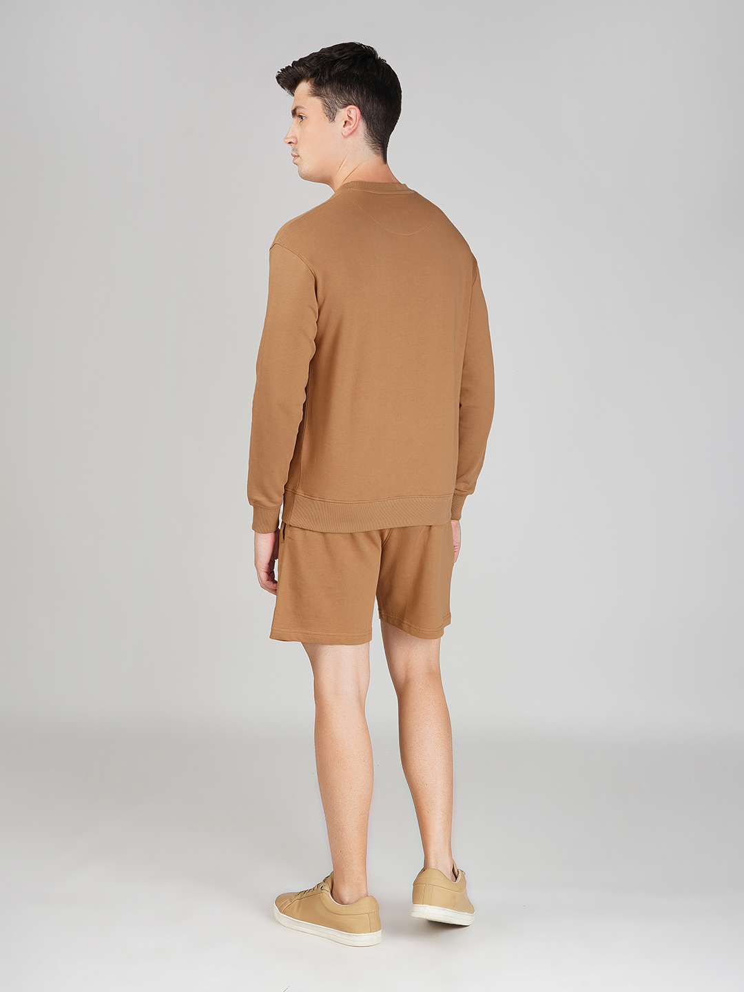 Oneway Men Solid Brown 1 Sweatshirt,1 Shorts::Co-Ord Set