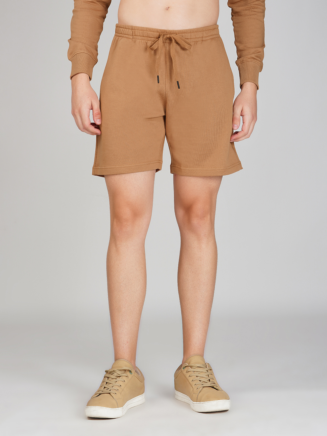 Oneway Men Solid Brown 1 Sweatshirt,1 Shorts::Co-Ord Set