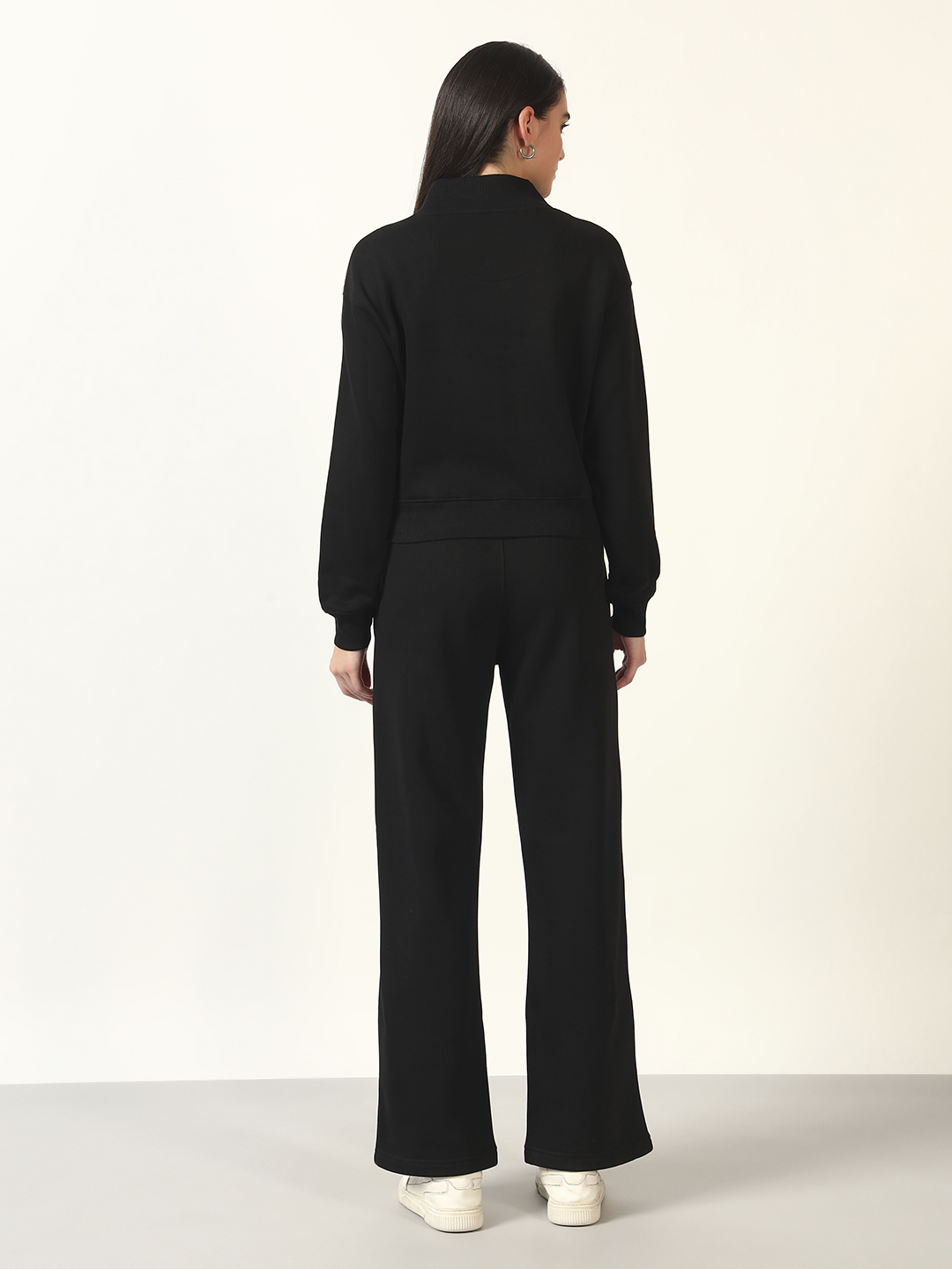 Oneway Women Solid Black 1 Sweatshirt,1 Trackpants::Co-Ord Set