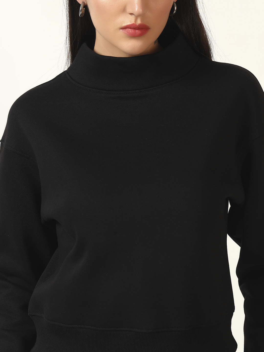 Oneway Women Solid Black 1 Sweatshirt,1 Trackpants::Co-Ord Set