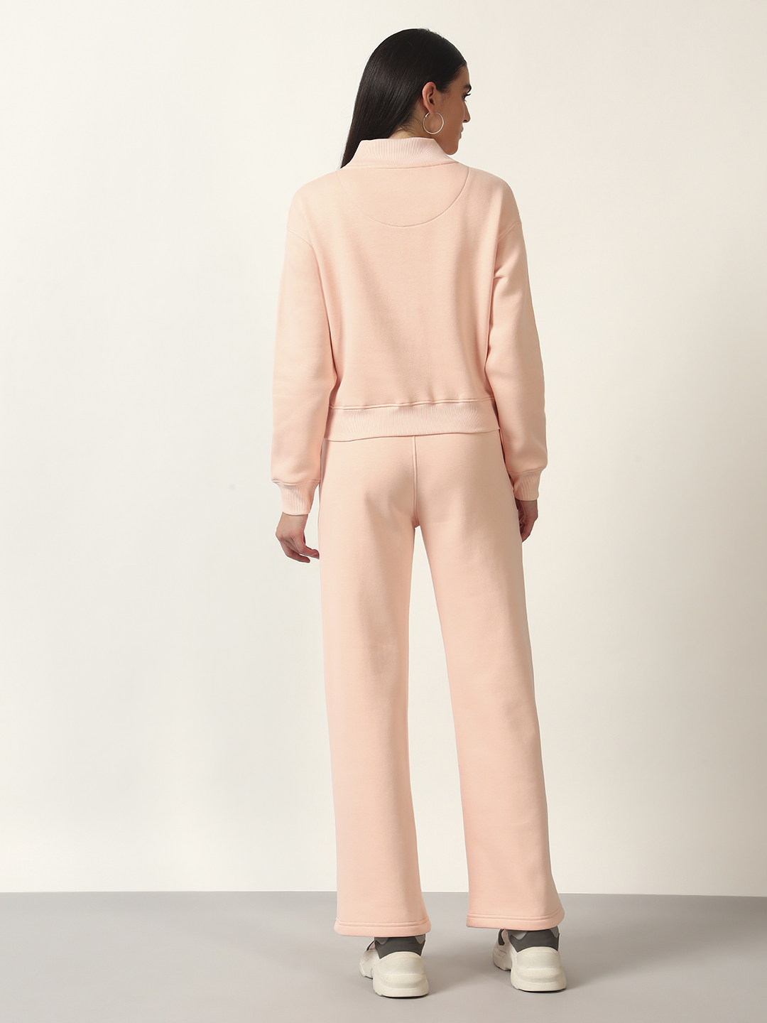 Oneway Women Solid Pink 1 Sweatshirt,1 Trackpants::Co-Ord Set