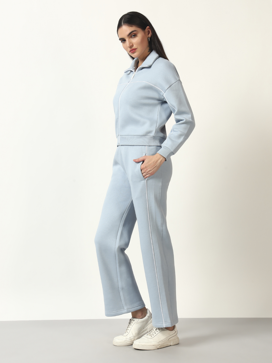 Oneway Women Solid Blue 1 Jacket,1 Trackpants::Co-Ord Set