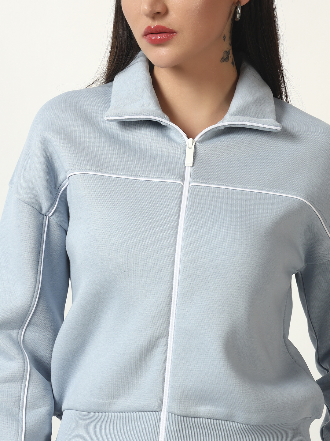 Oneway Women Solid Blue 1 Jacket,1 Trackpants::Co-Ord Set