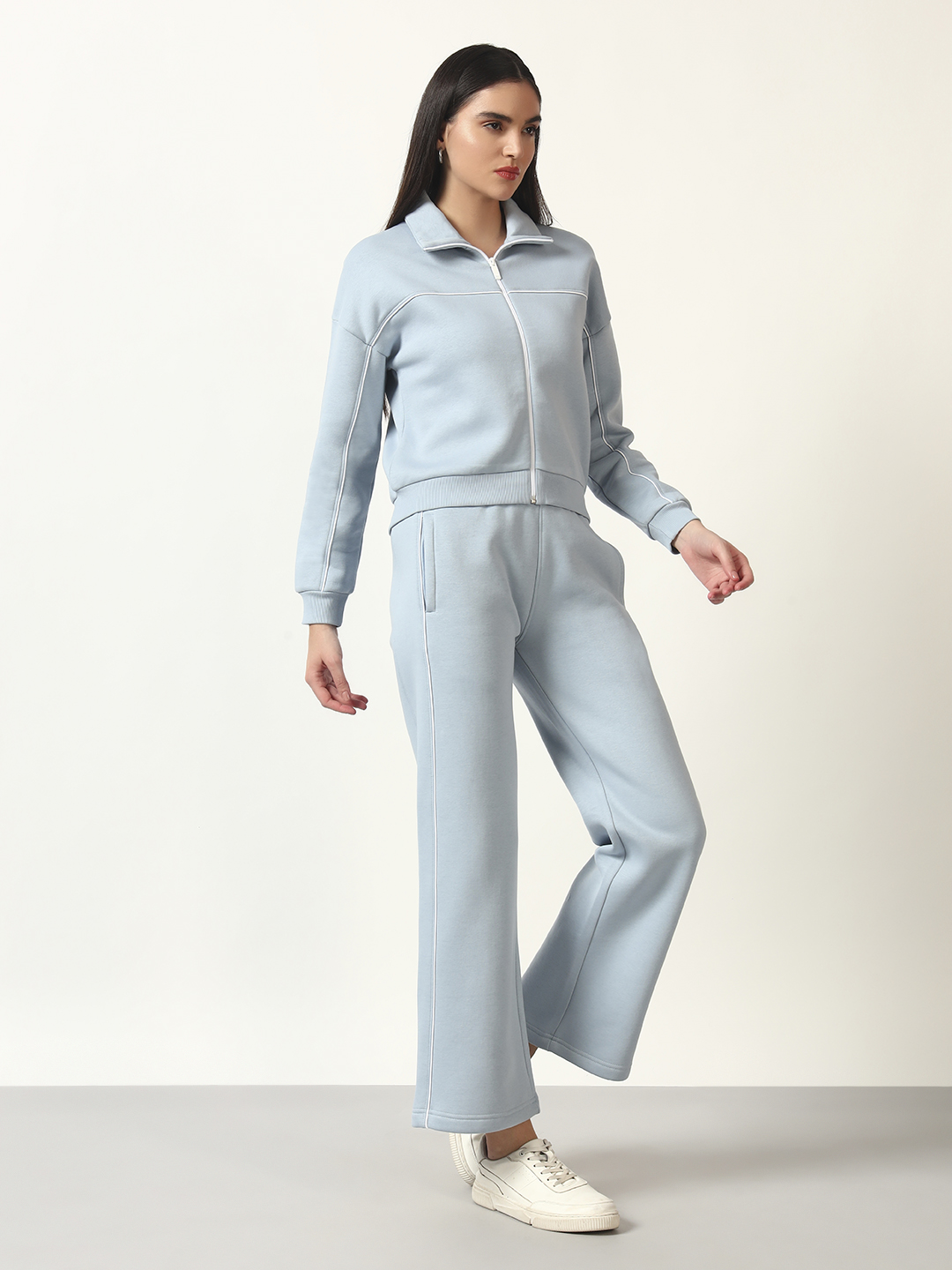 Oneway Women Solid Blue 1 Jacket,1 Trackpants::Co-Ord Set