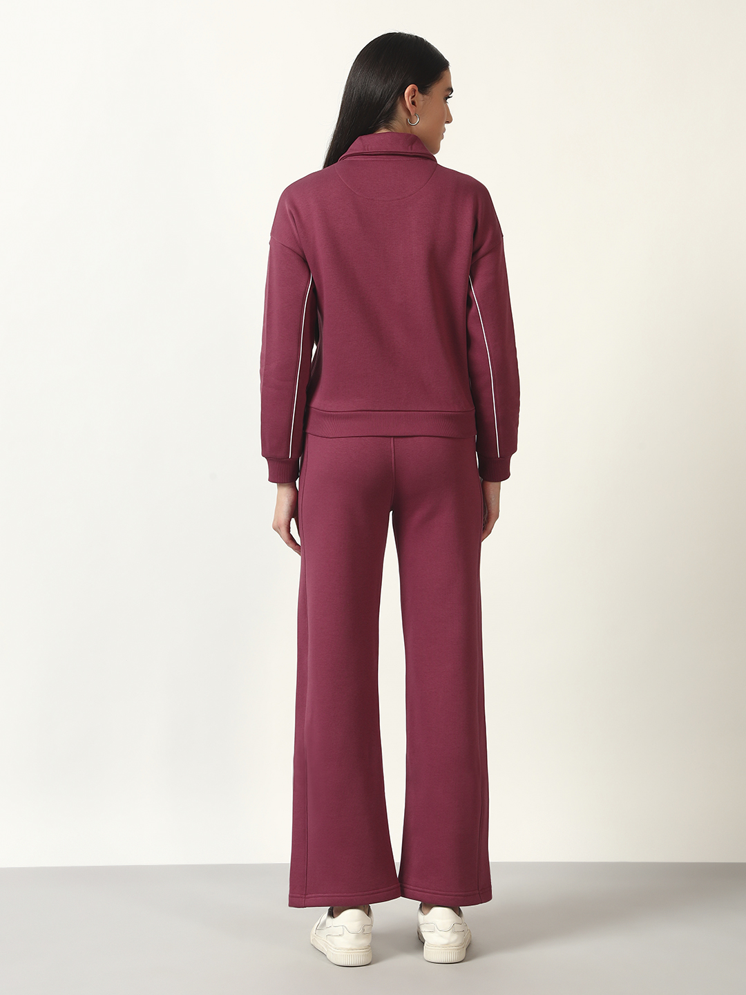Oneway Women Solid Maroon 1 Jacket,1 Trackpants::Co-Ord Set