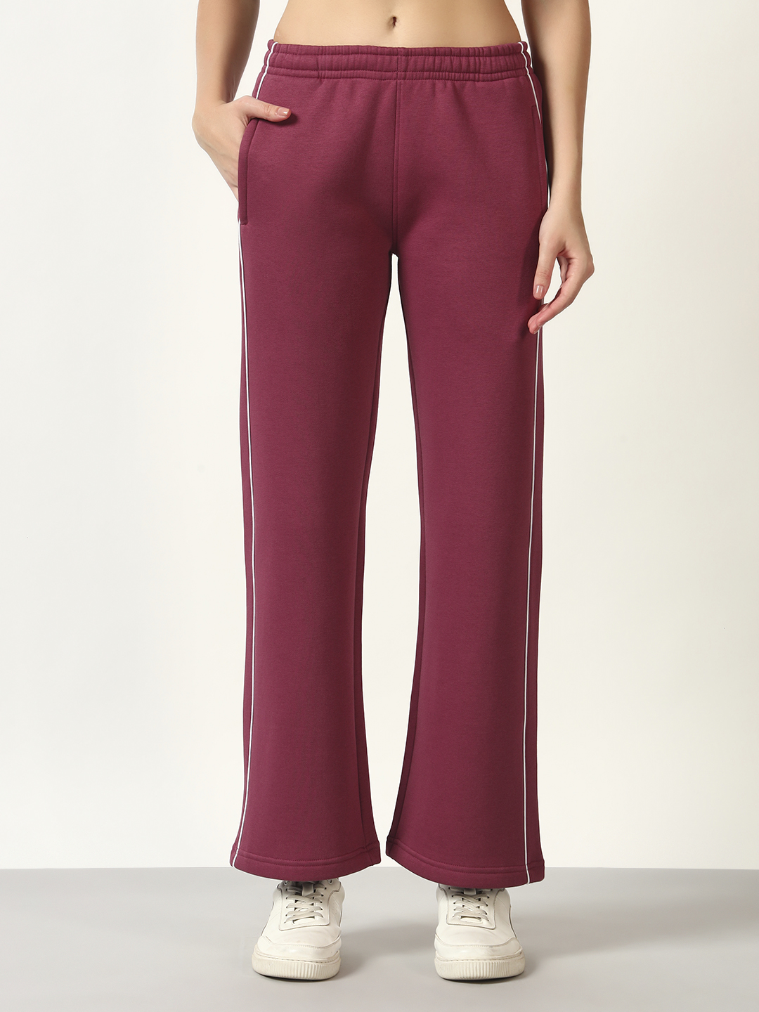Oneway Women Solid Maroon 1 Jacket,1 Trackpants::Co-Ord Set