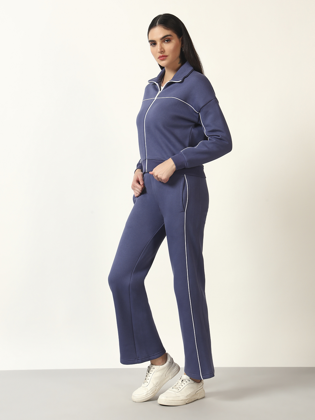 Oneway Women Solid Purple 1 Jacket,1 Trackpants::Co-Ord Set