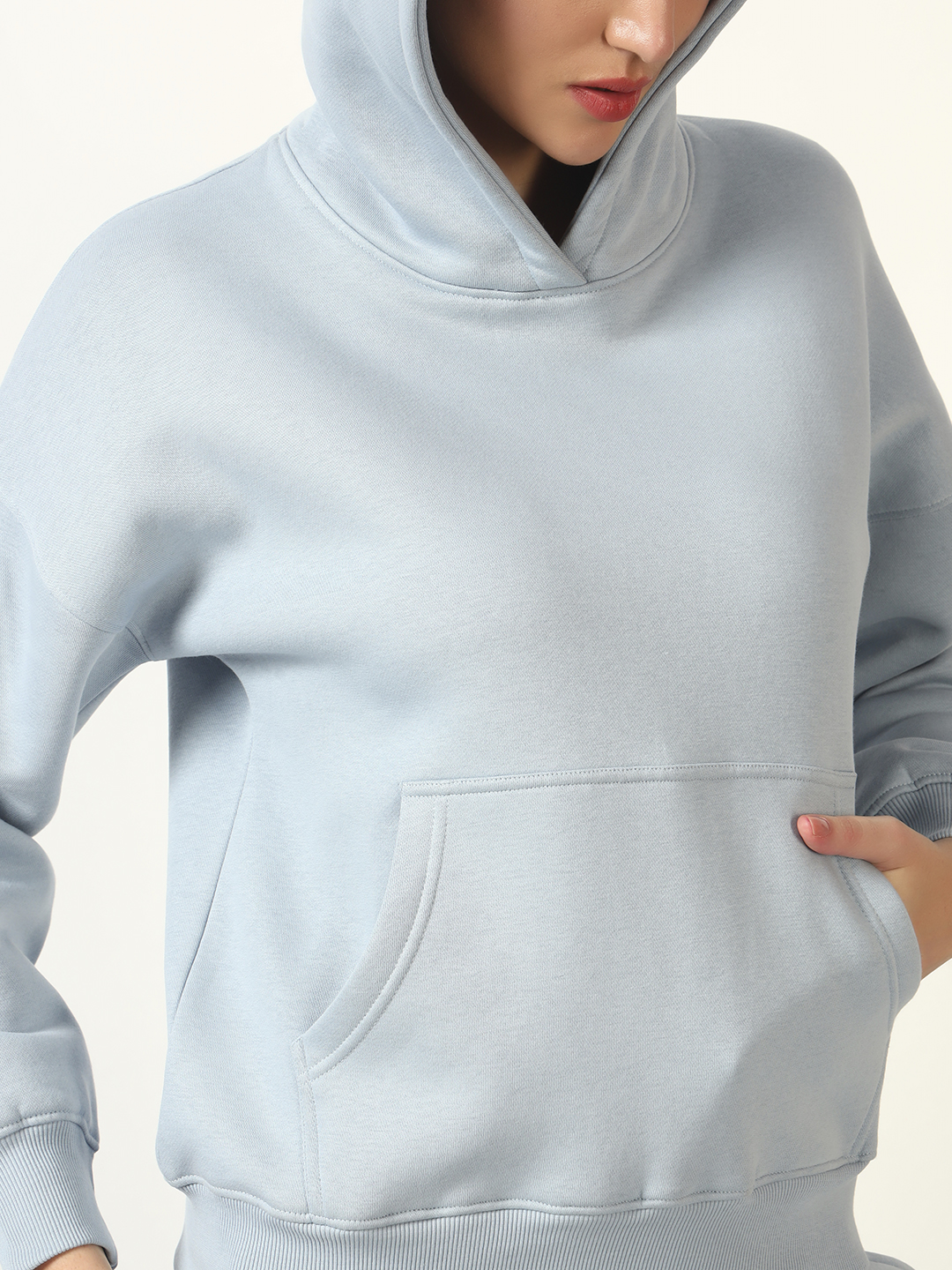 Oneway Women Solid Blue 1 Hooded Sweatshirt,1 Trackpants::Tracksuit