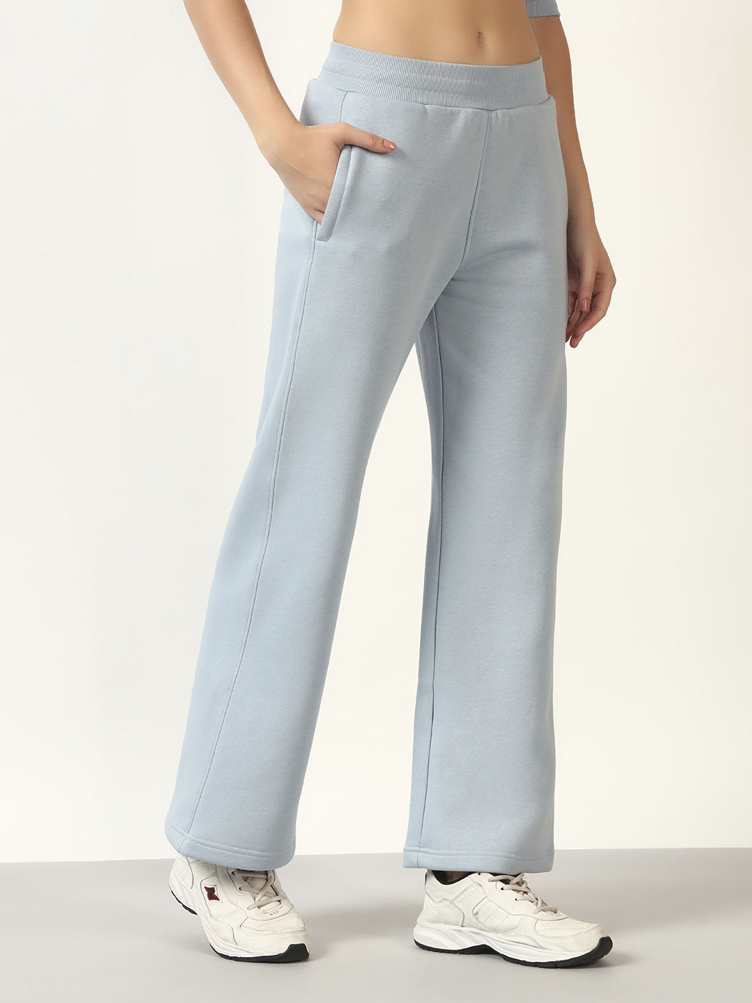 Oneway Women Solid Blue 1 Hooded Sweatshirt,1 Trackpants::Tracksuit