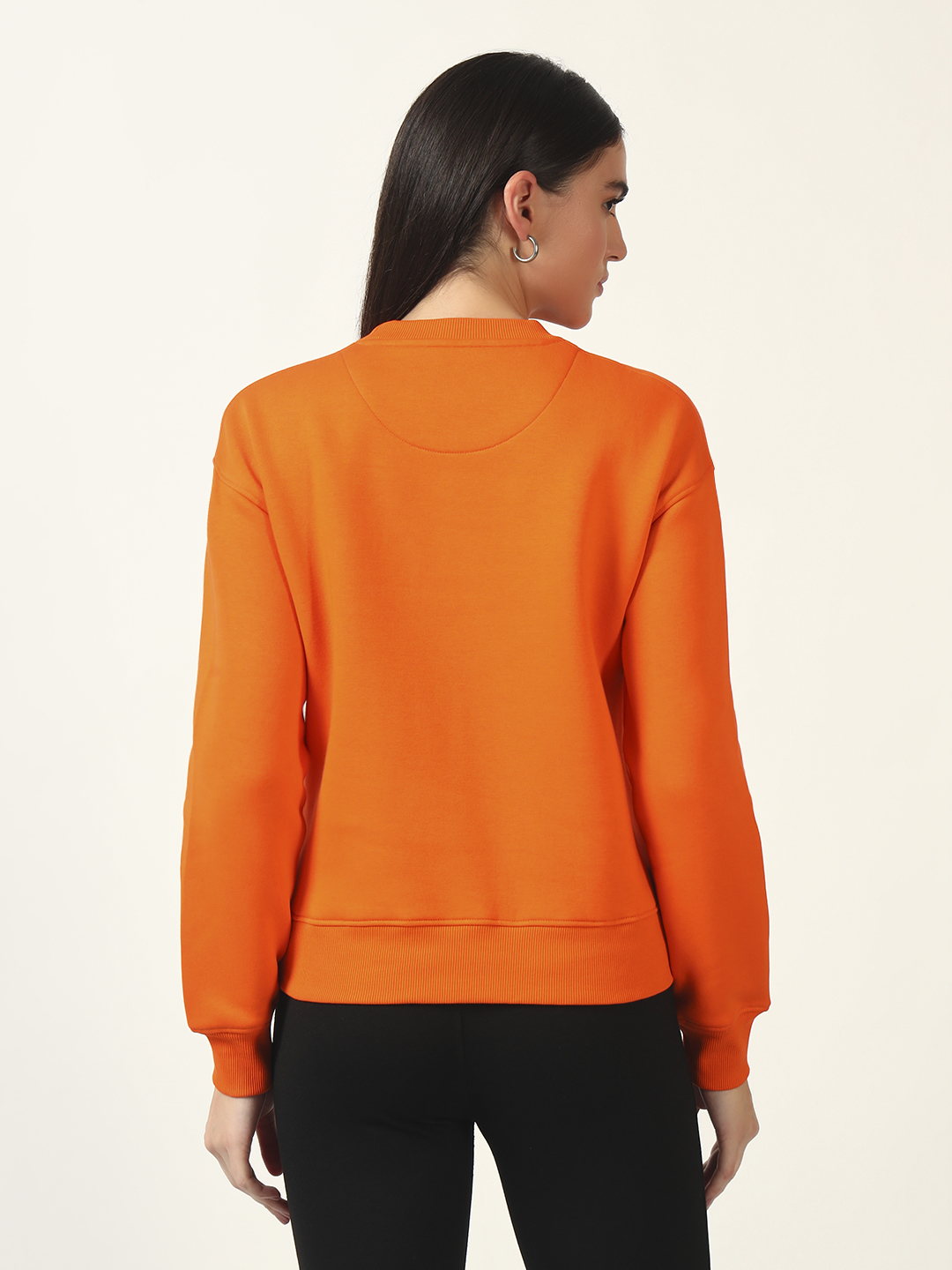 Oneway Women Solid Orange Sweatshirt