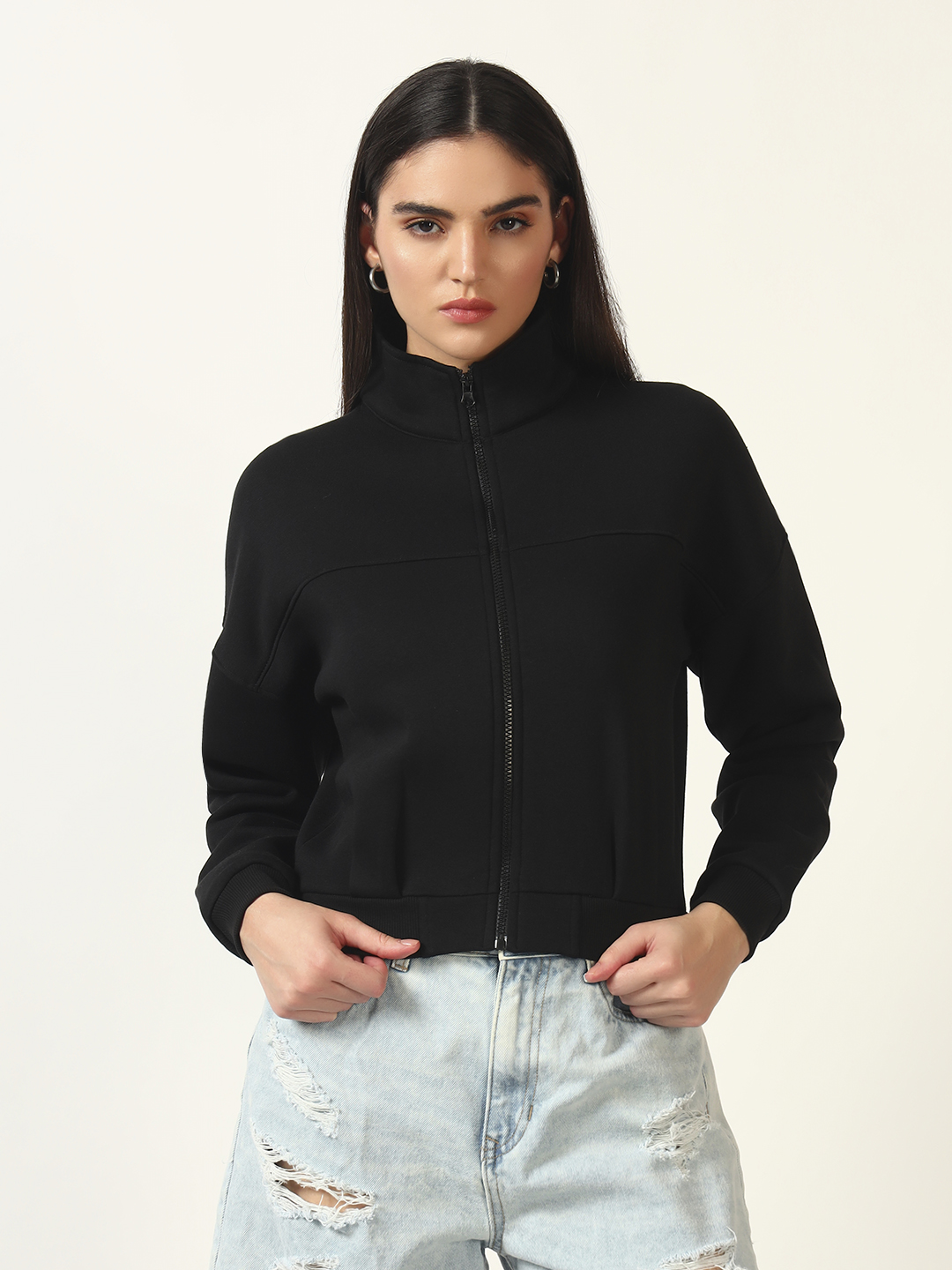 Oneway Women Solid Black Jacket