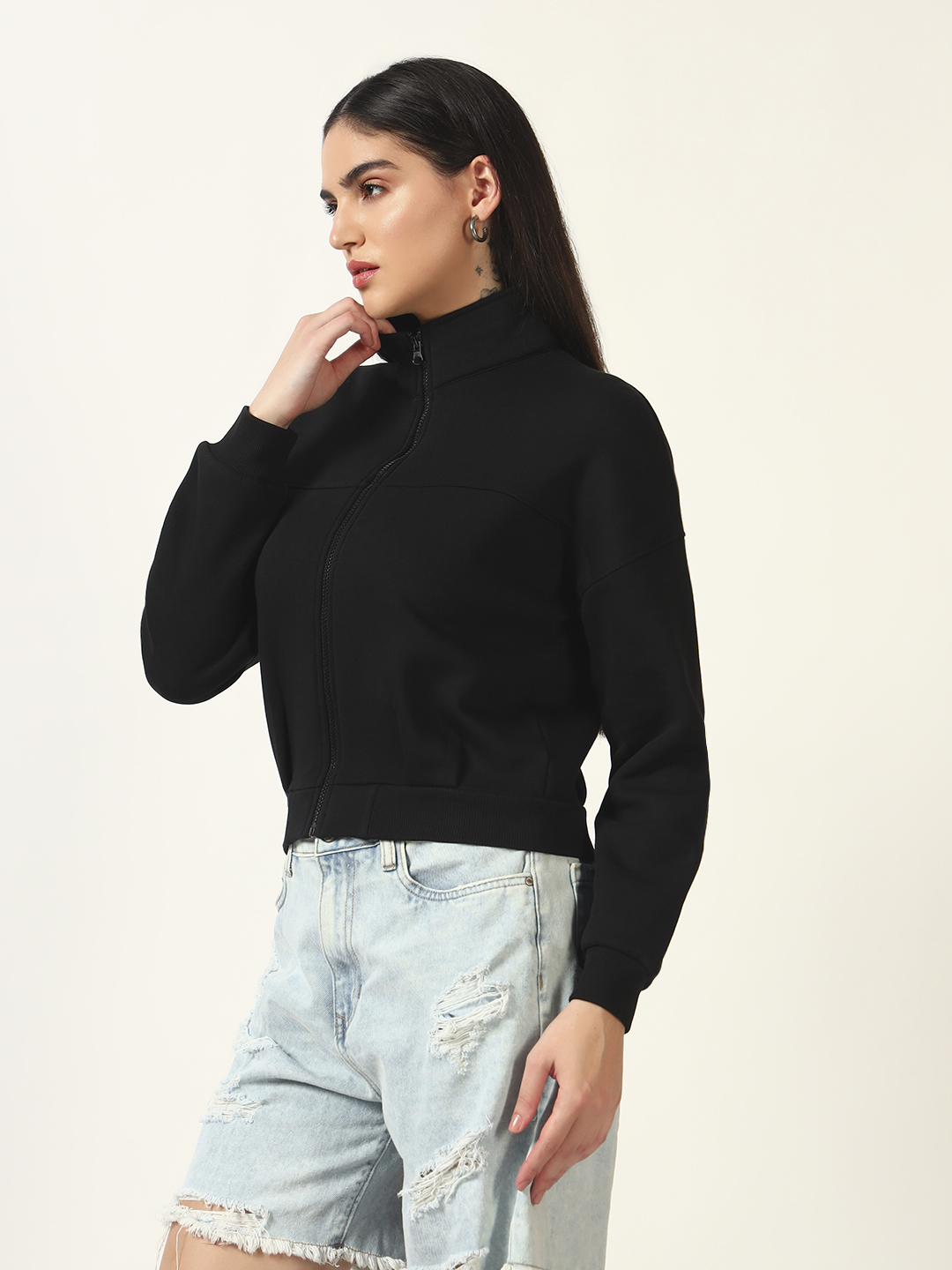 Oneway Women Solid Black Jacket