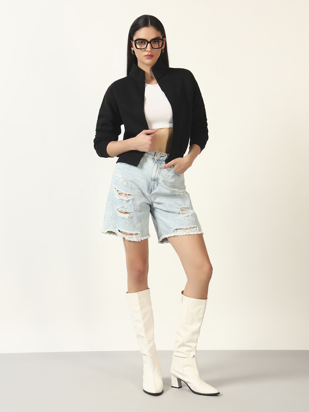 Oneway Women Solid Black Jacket