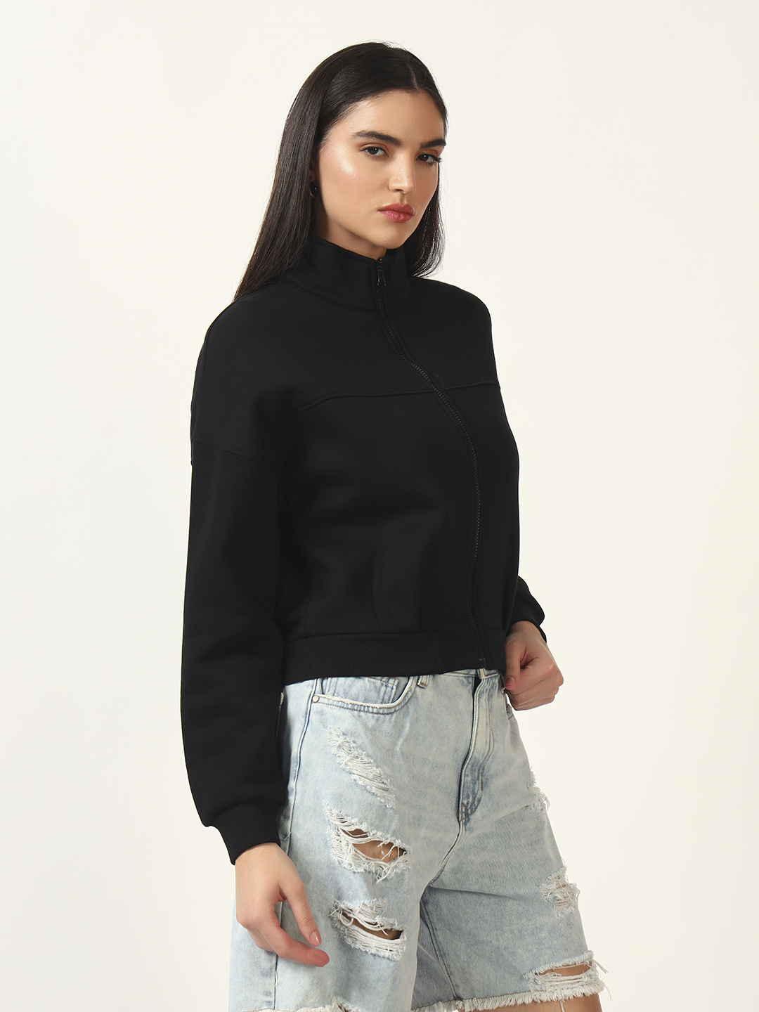 Oneway Women Solid Black Jacket