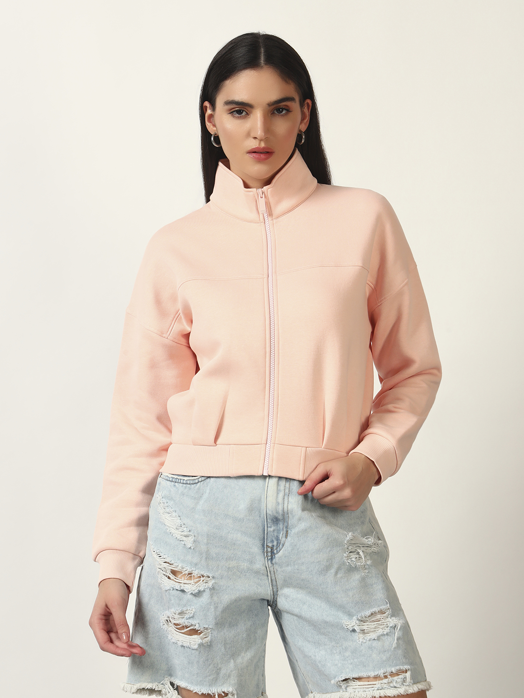 Oneway Women Solid Pink Jacket