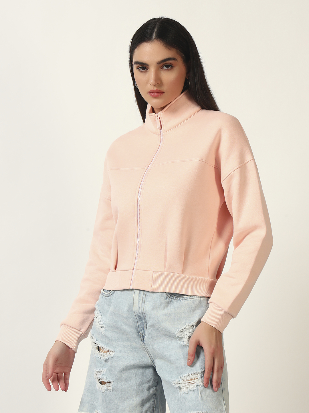 Oneway Women Solid Pink Jacket