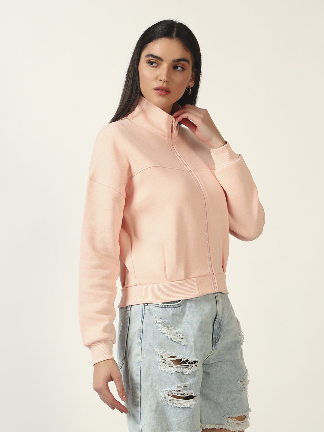 Oneway Women Solid Pink Jacket