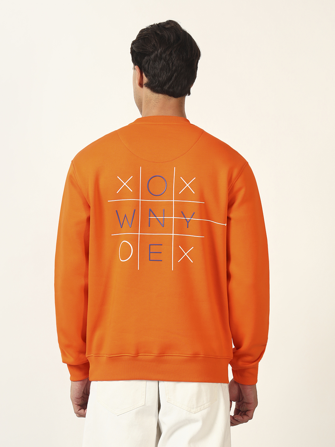 Oneway Men Typography Orange Sweatshirt