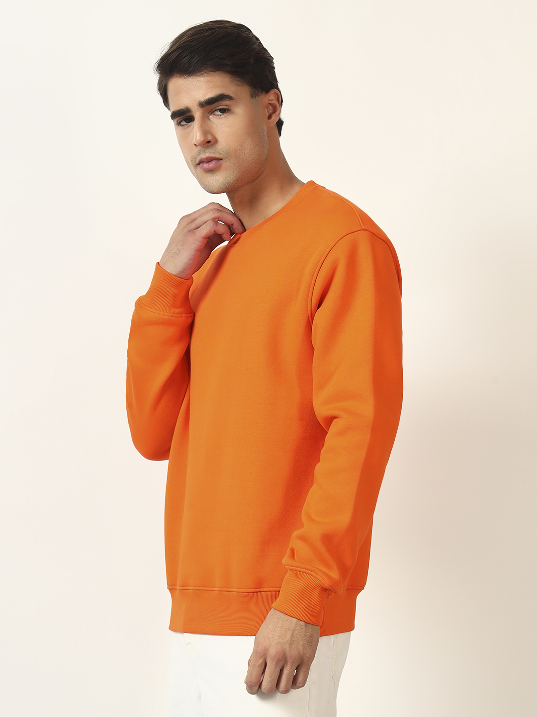 Oneway Men Typography Orange Sweatshirt