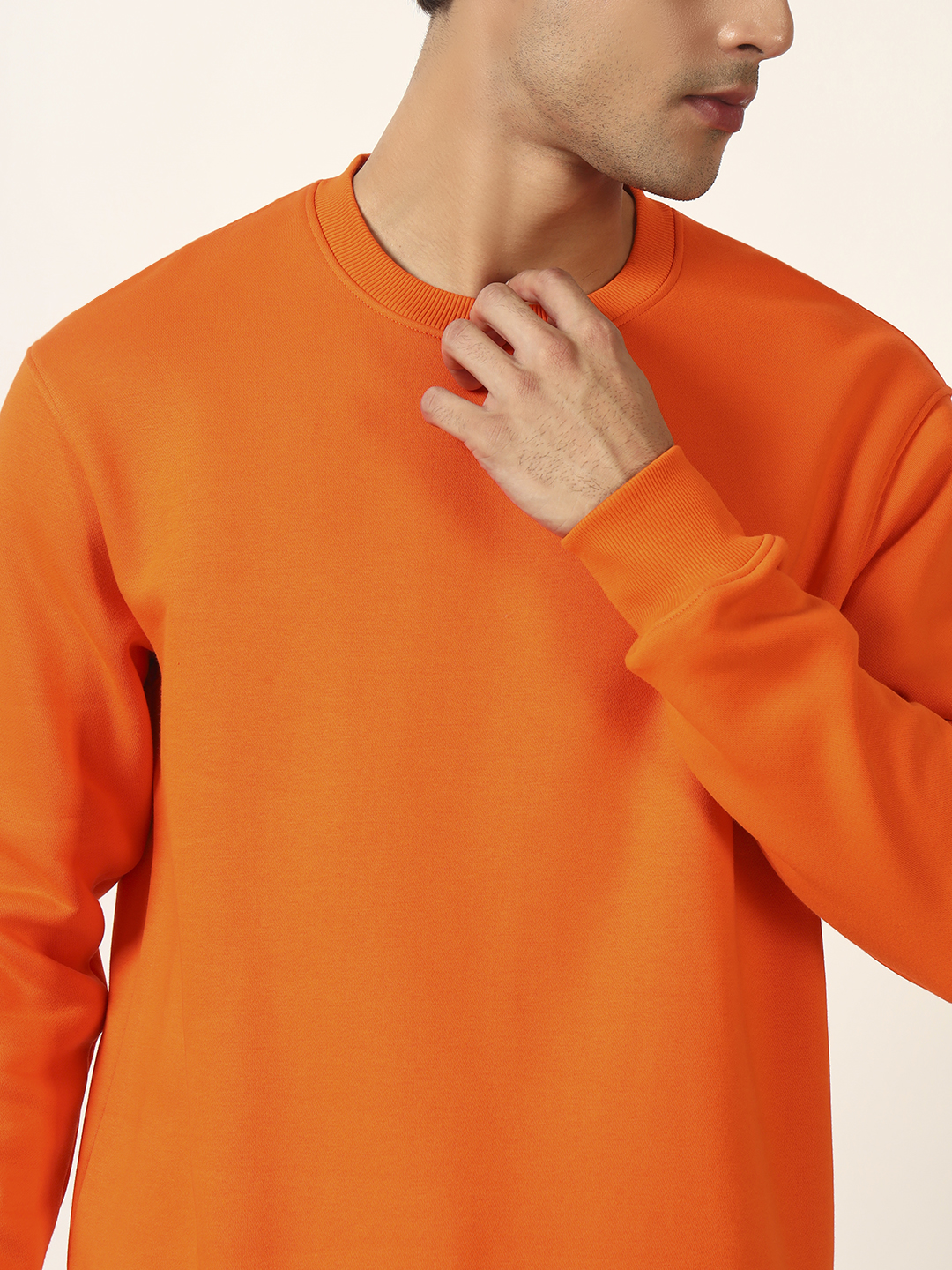 Oneway Men Typography Orange Sweatshirt