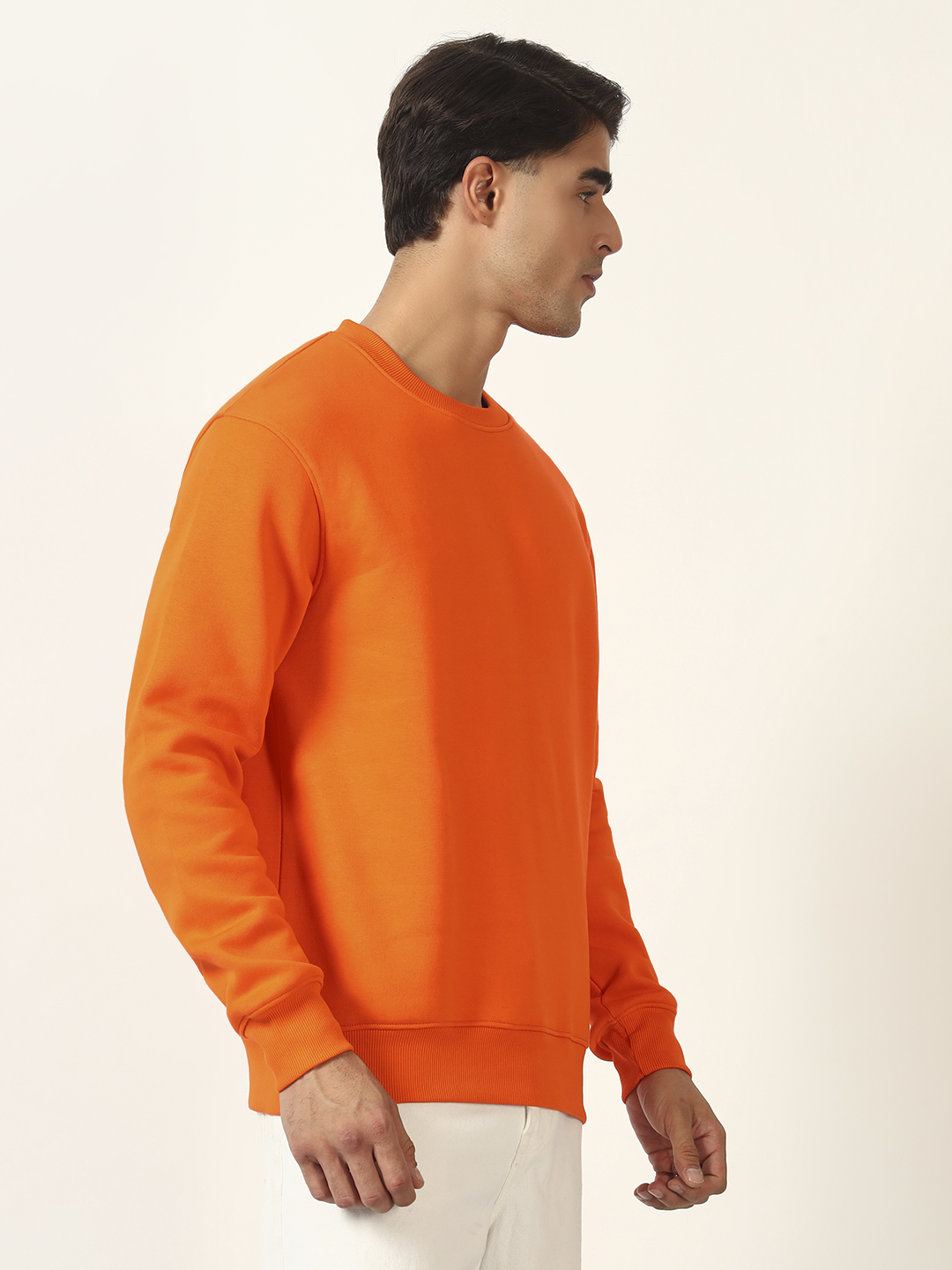 Oneway Men Typography Orange Sweatshirt