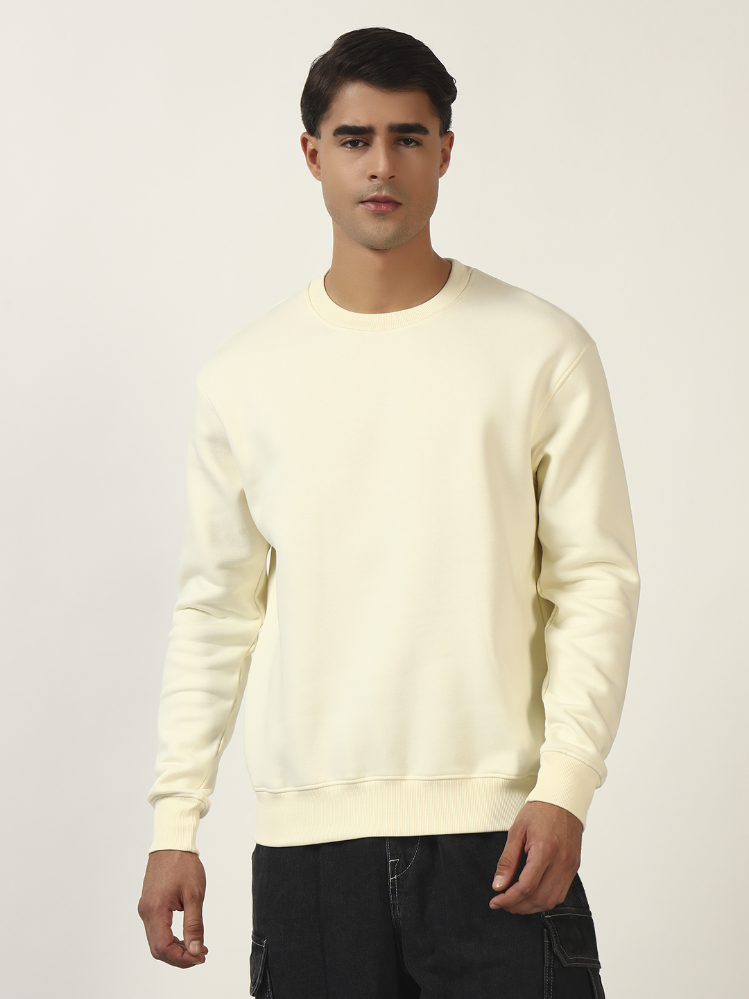 Oneway Men Typography Cream Sweatshirt