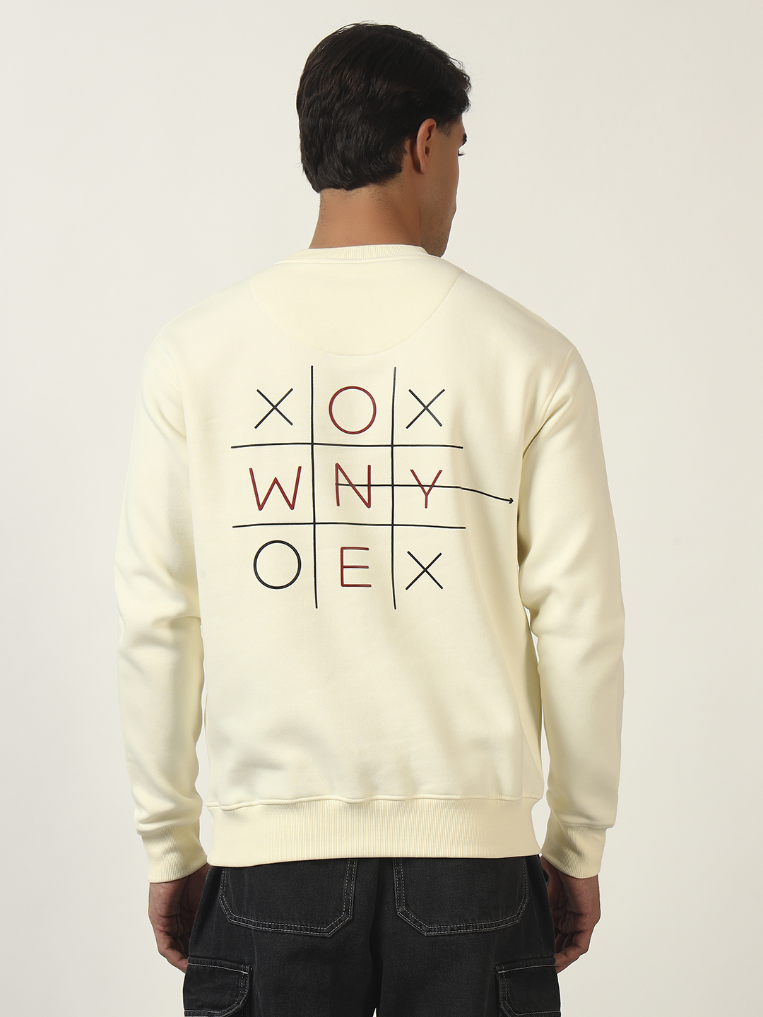 Oneway Men Typography Cream Sweatshirt