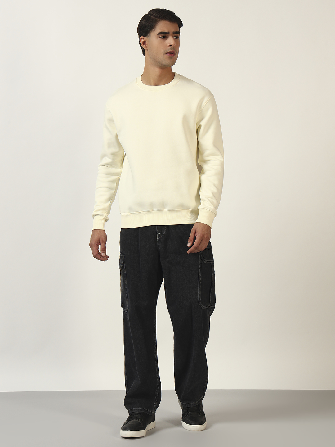 Oneway Men Typography Cream Sweatshirt