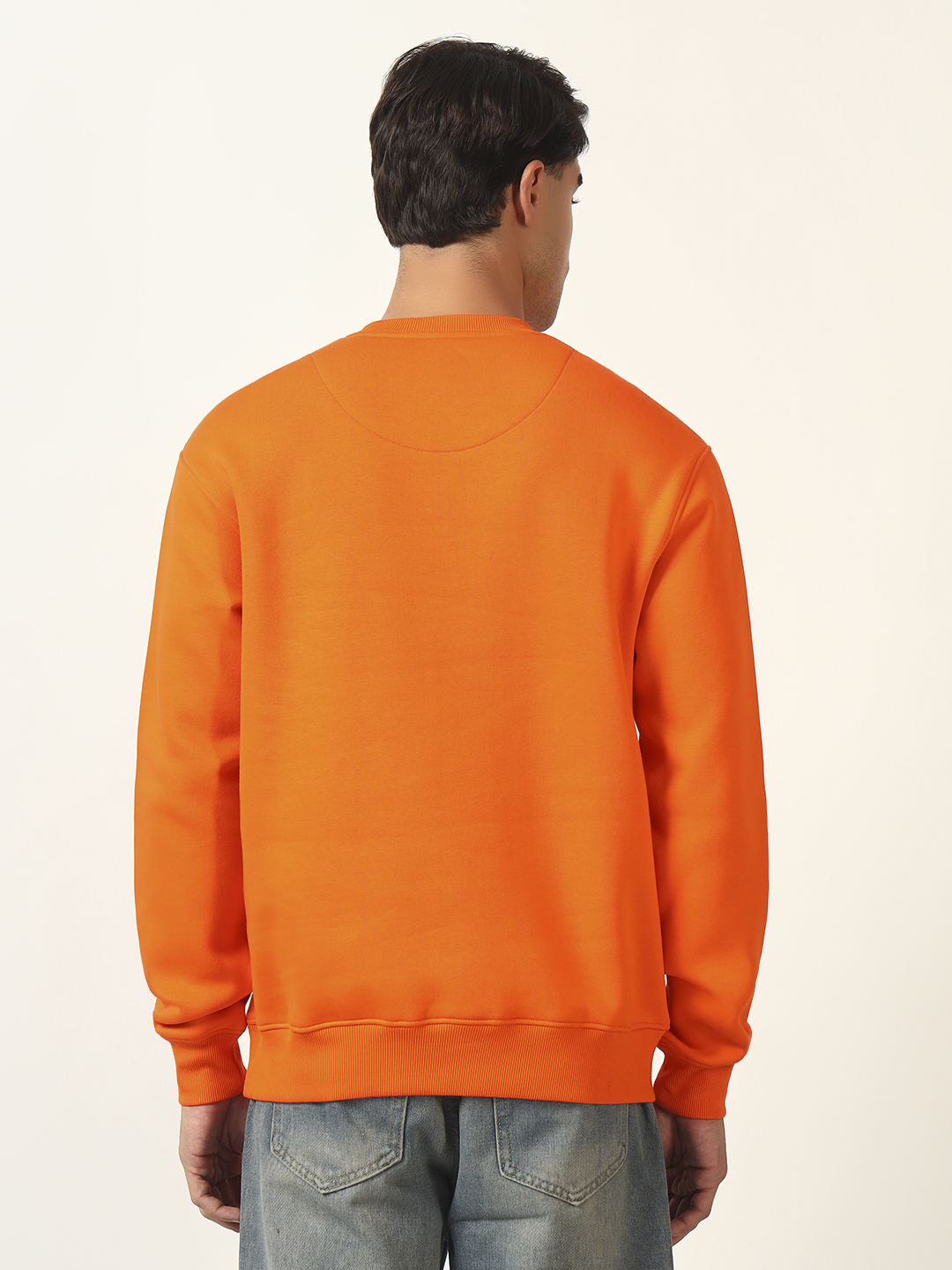 Oneway Men Solid Orange Sweatshirt