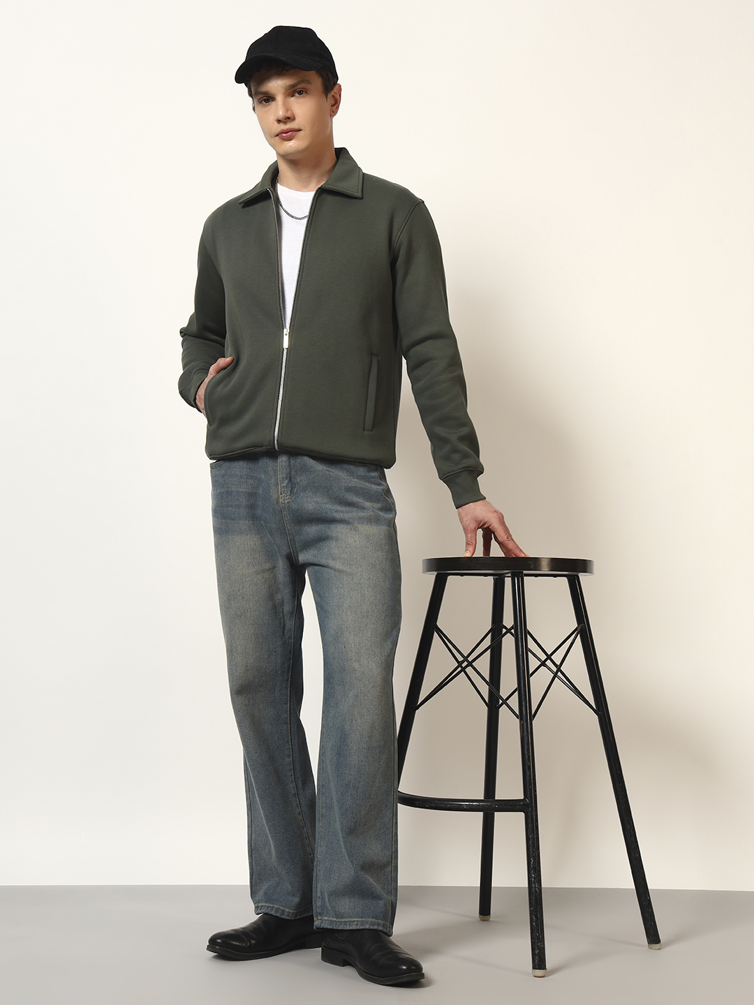 Oneway Men Solid Olive Green Jacket