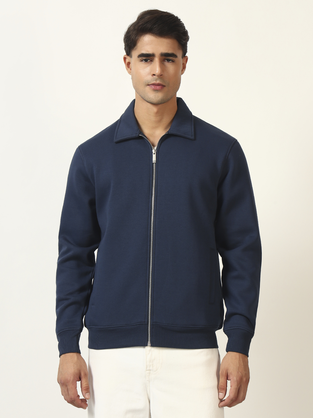 Oneway Men Solid Navy Blue Jacket