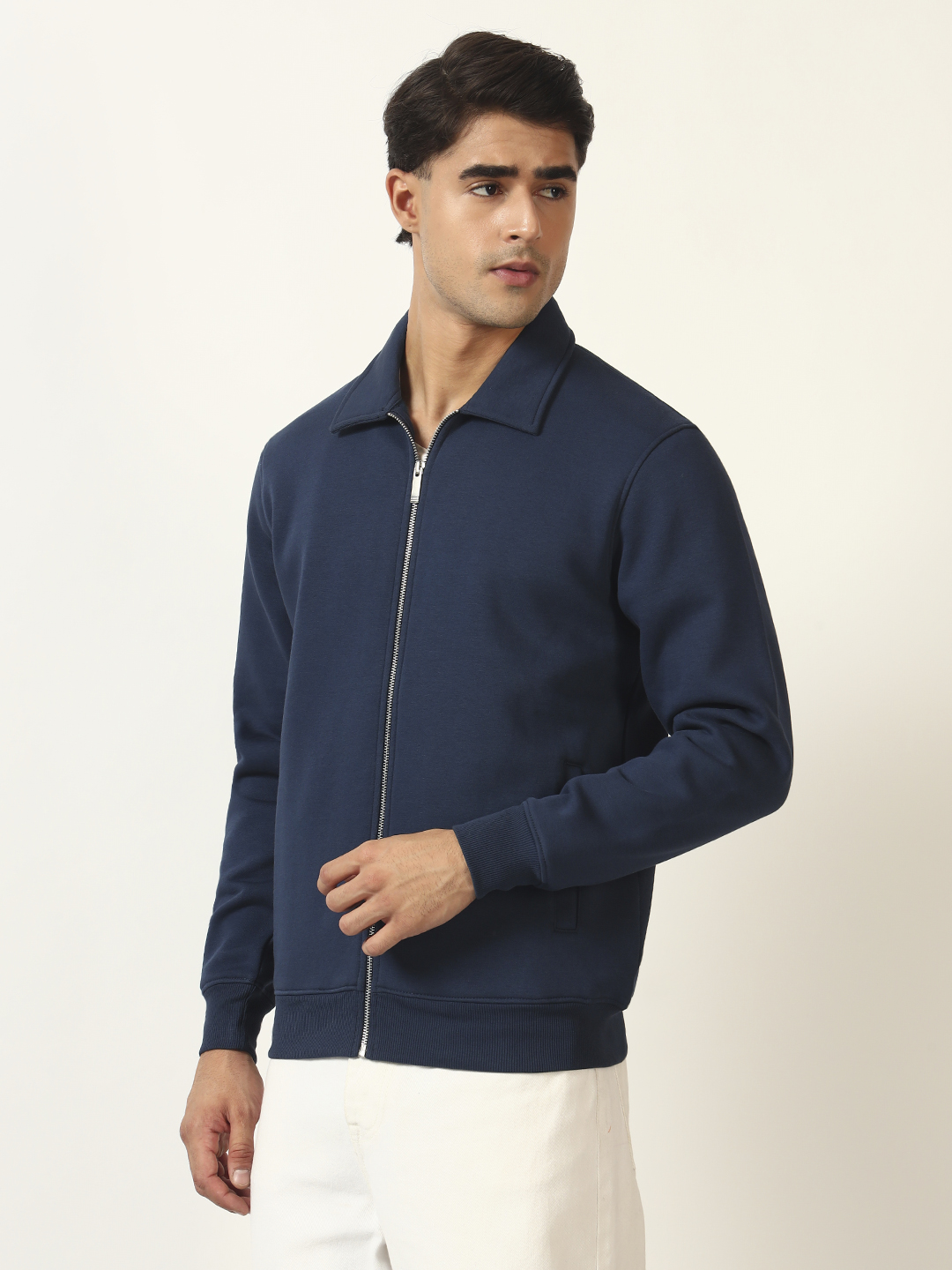 Oneway Men Solid Navy Blue Jacket