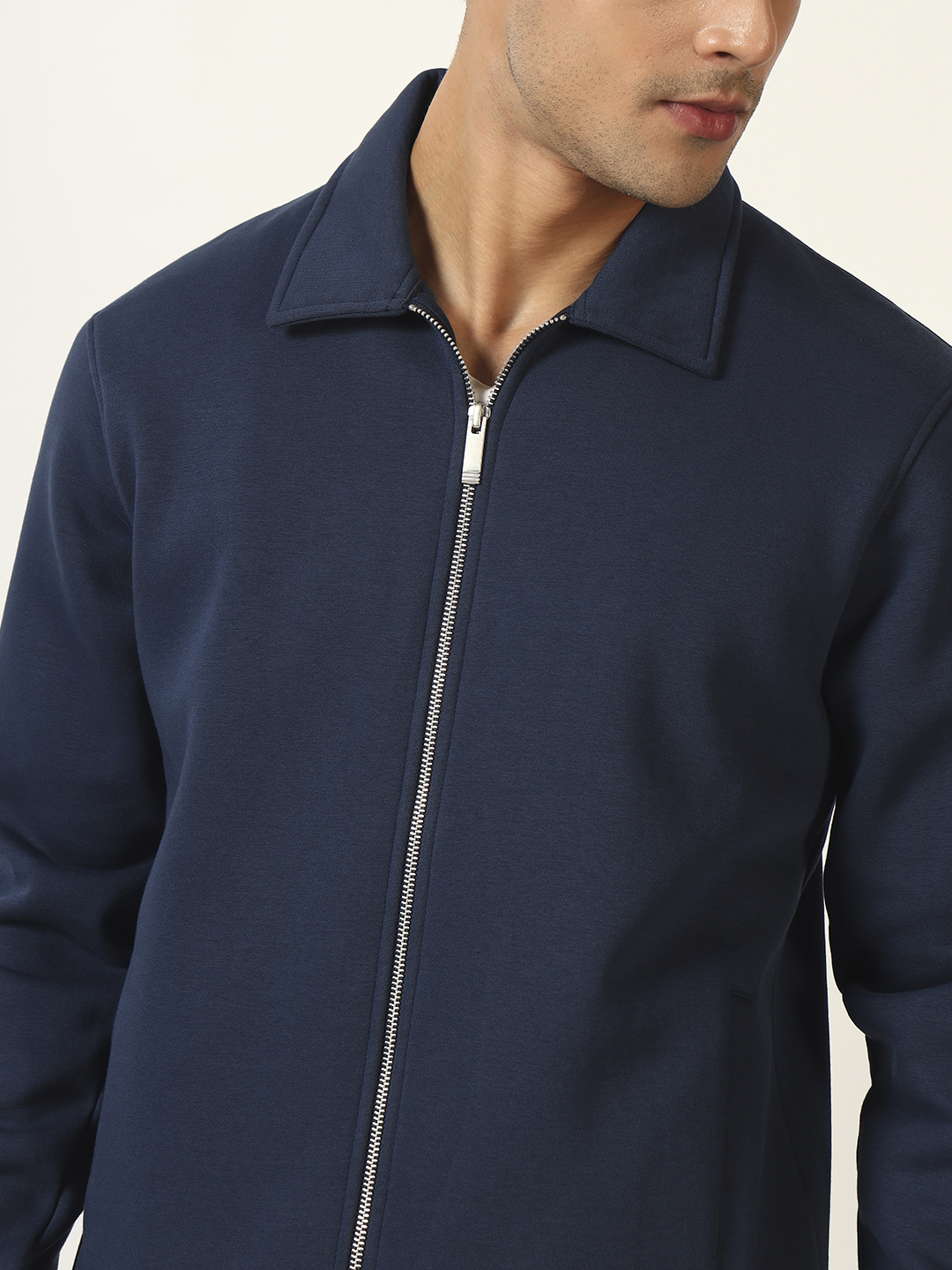 Oneway Men Solid Navy Blue Jacket