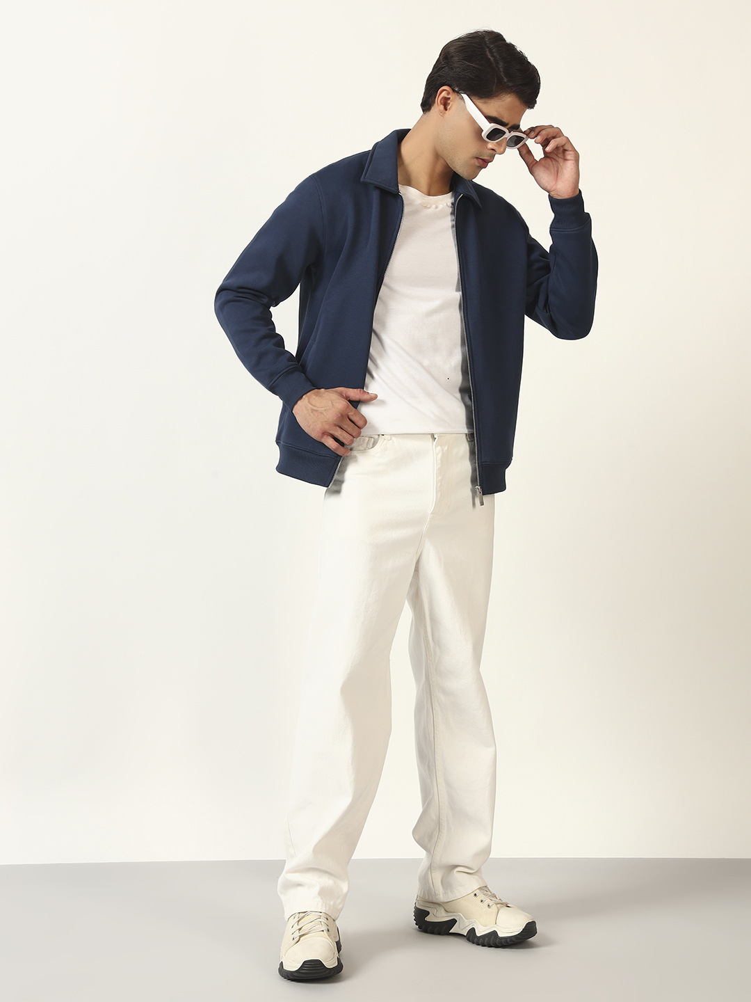 Oneway Men Solid Navy Blue Jacket