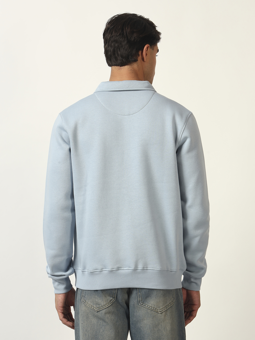 Oneway Men Solid Blue Sweatshirt