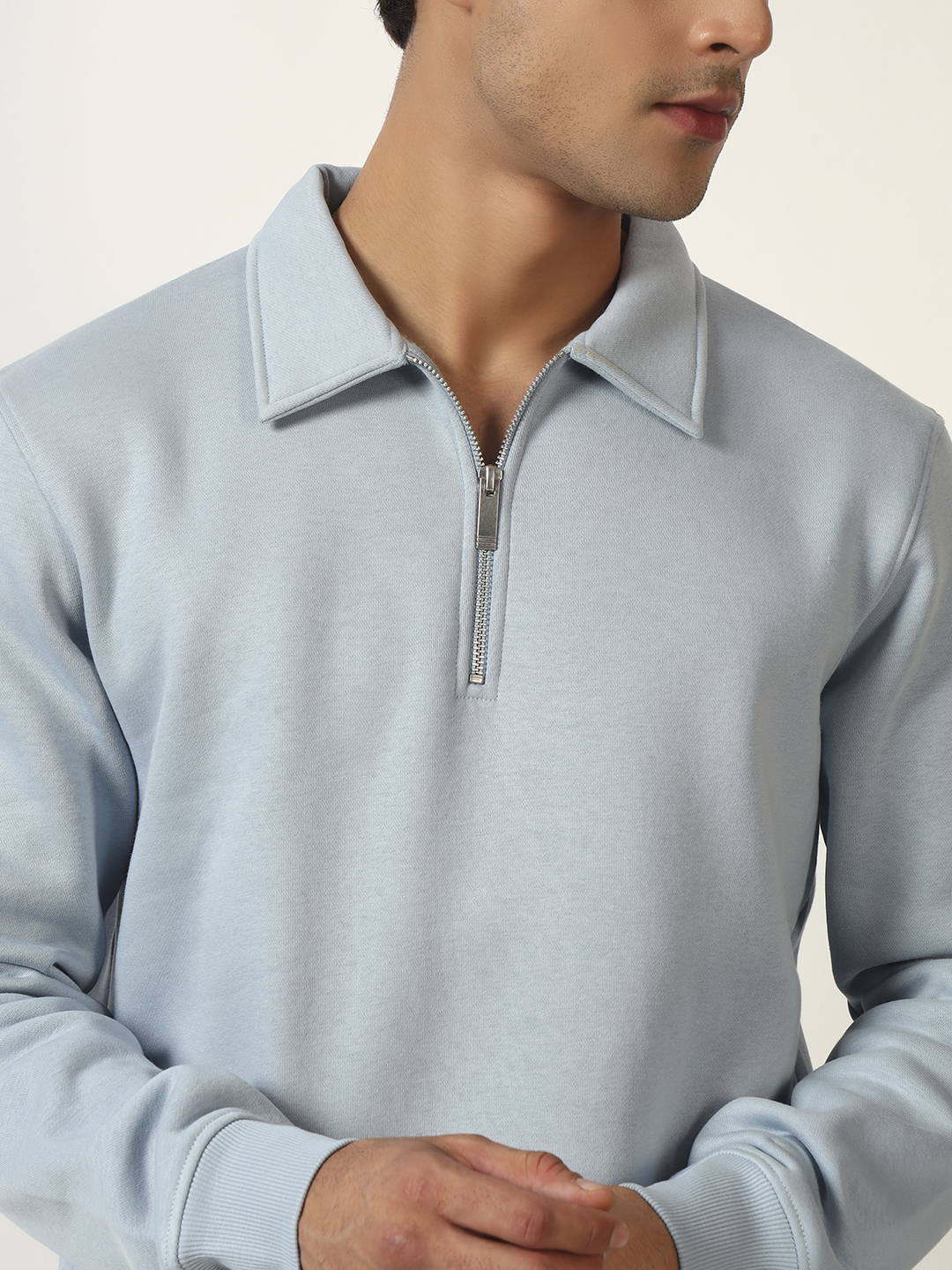 Oneway Men Solid Blue Sweatshirt