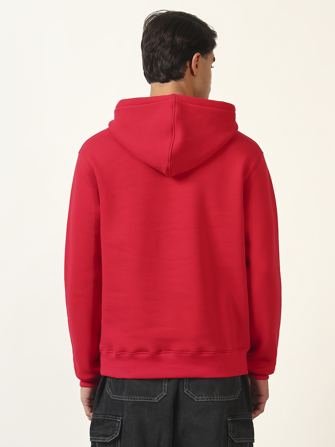 Oneway Men Graphic Print Red Hooded Sweatshirt