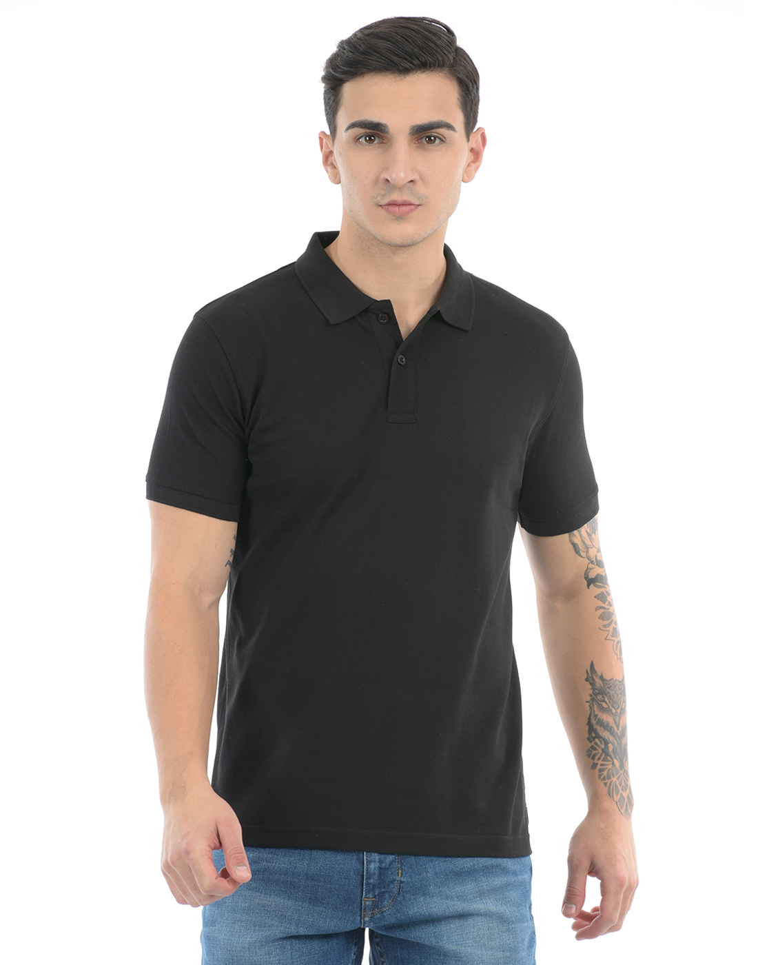 ONEWAY Men Solid Black T-Shirt