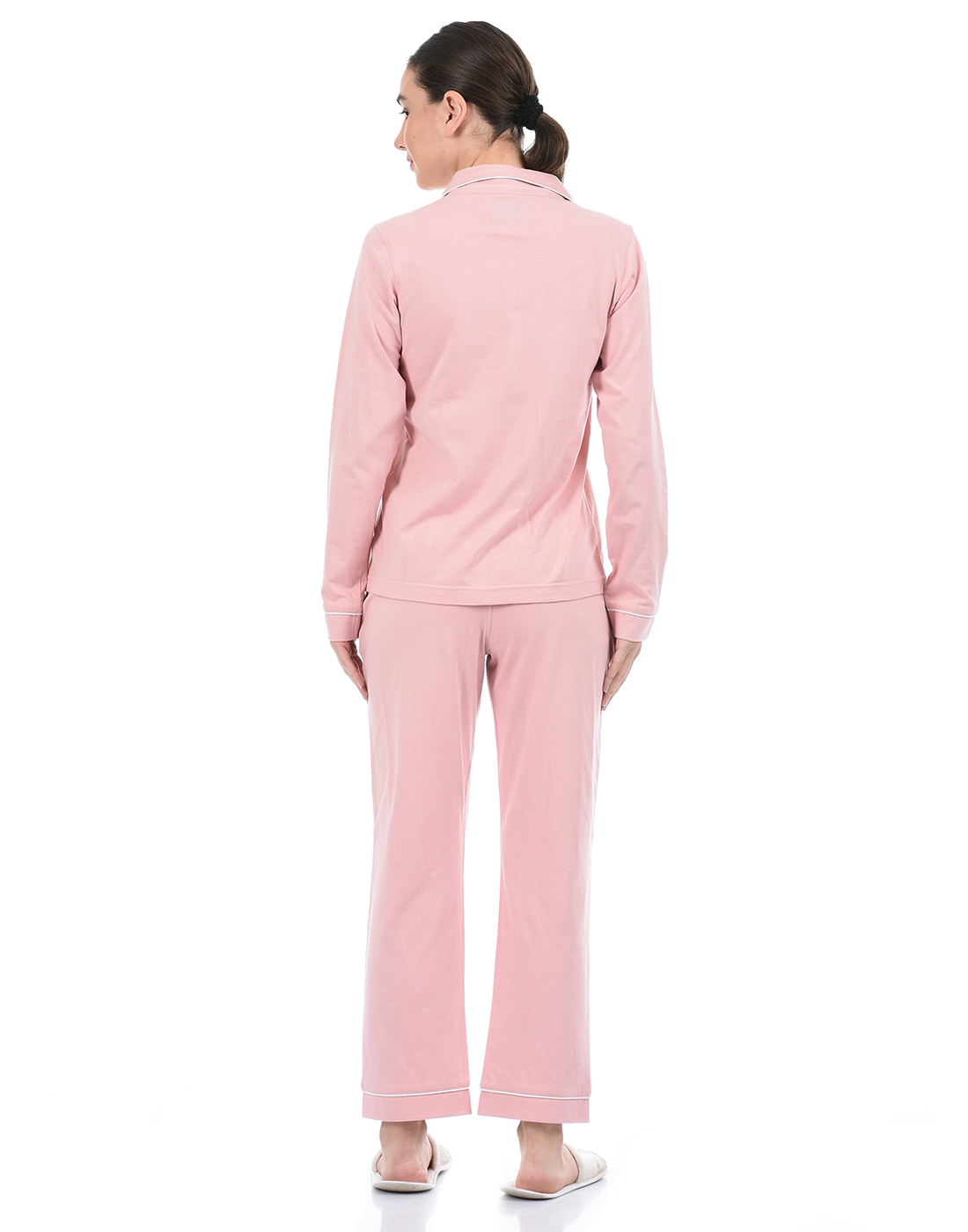 Oneway Women Solid Pink Nightsuit