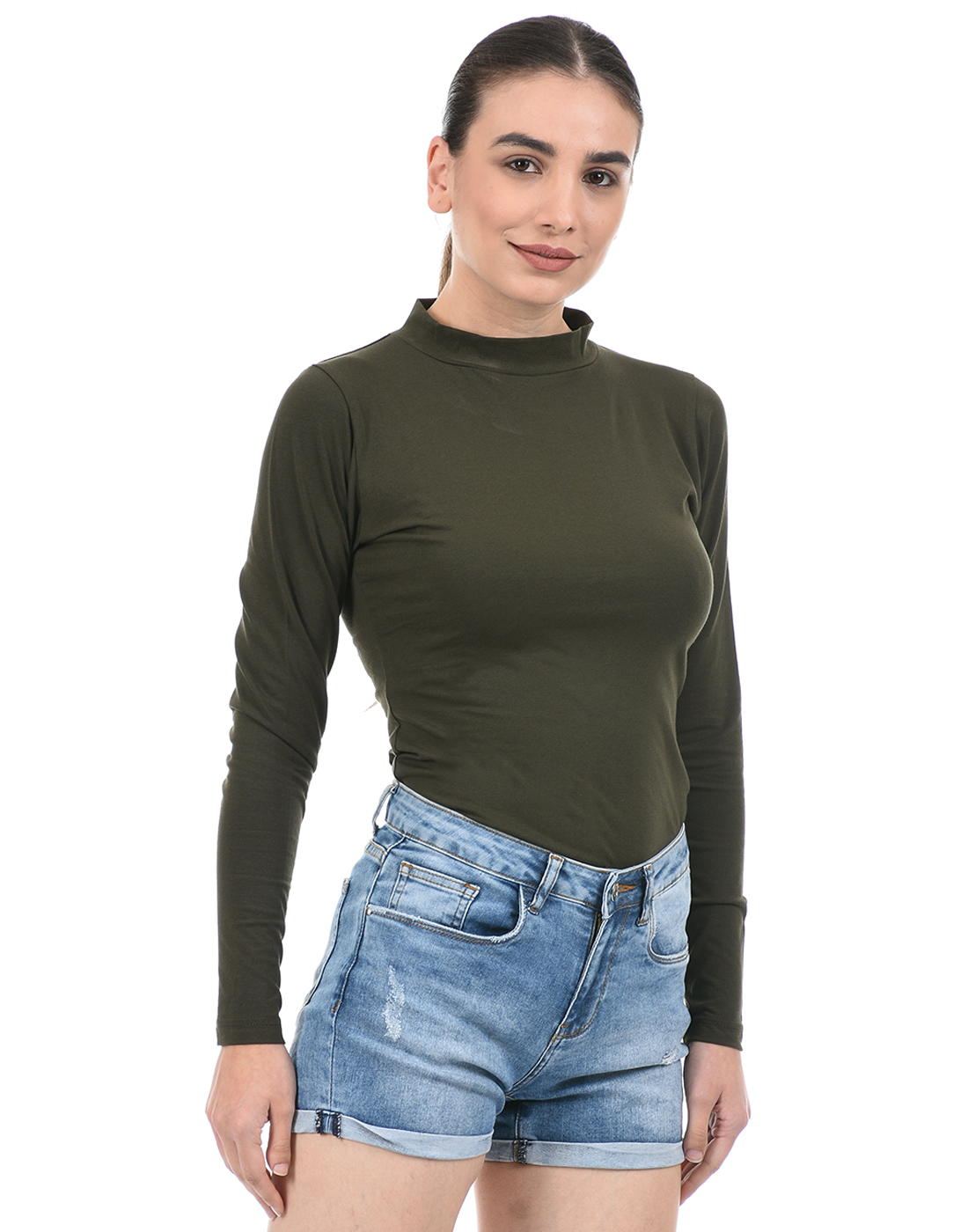 ONEWAY Women Solid Green Bodysuit