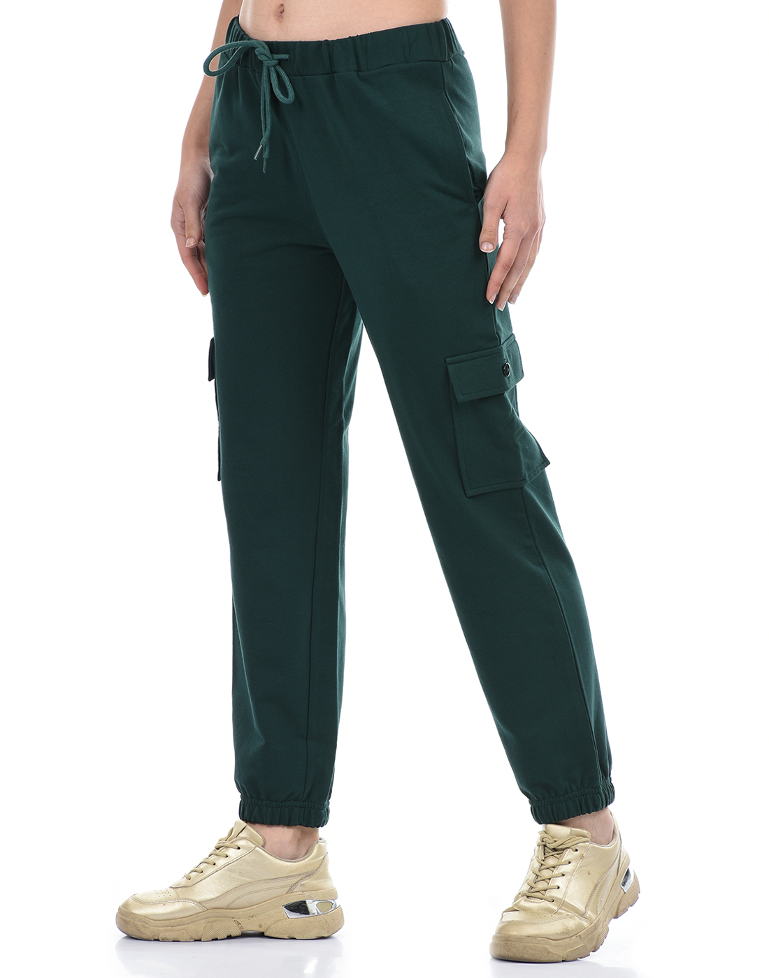 Oneway Women Solid Green Track Pants
