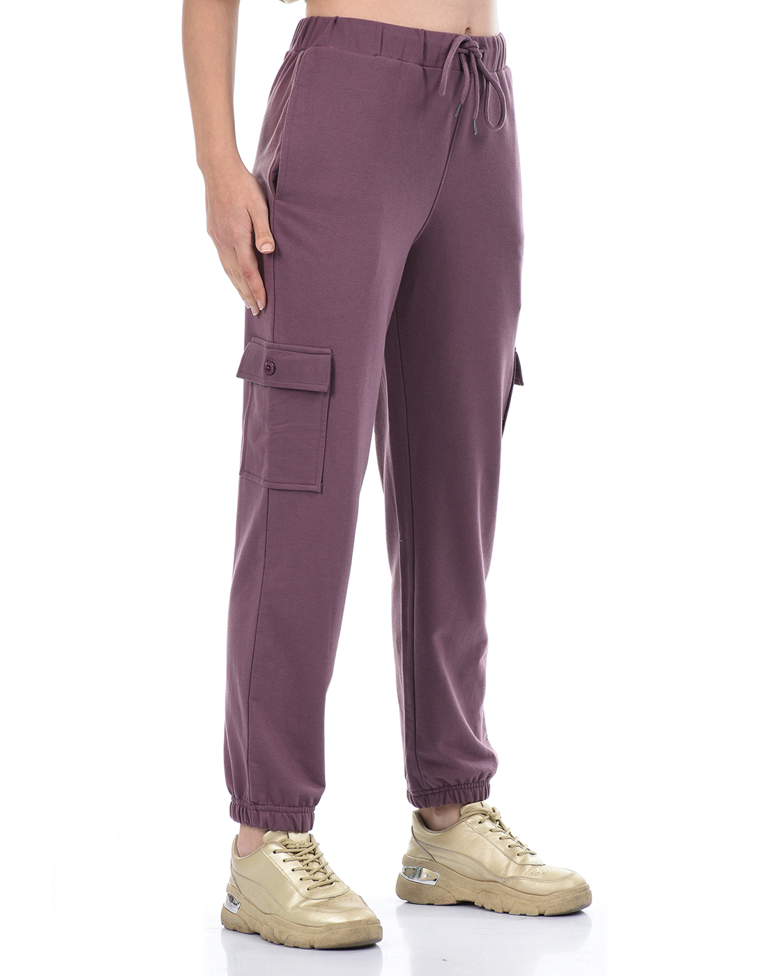 Oneway Women Solid Purple Track Pants