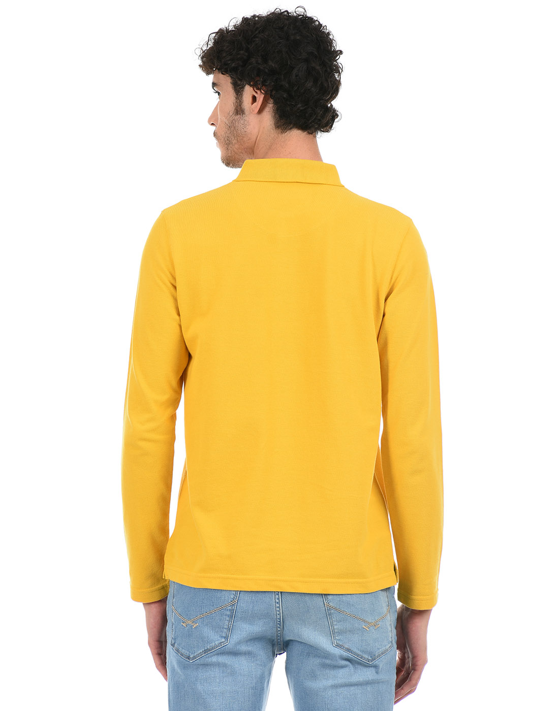 Oneway Men Solid Yellow Polo T-Shirt