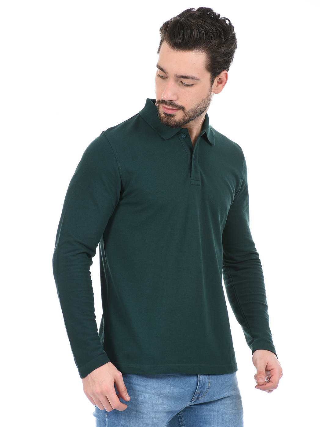 Oneway Men Solid Green Polo T-Shirt