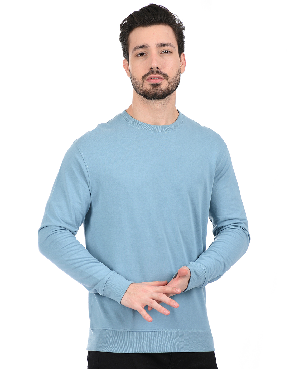 Oneway Men Solid Blue Sweatshirt