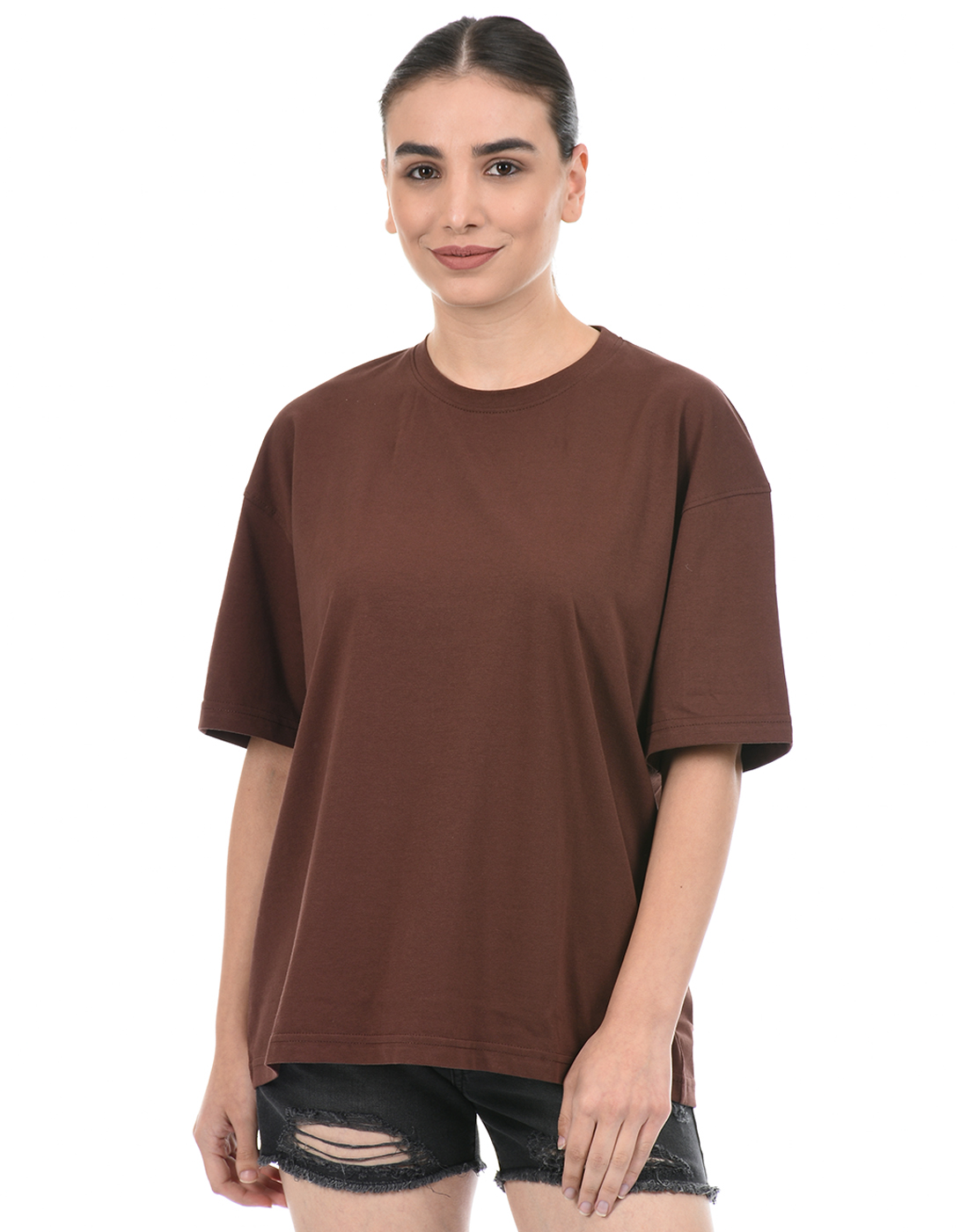 Oneway Unisex Solid Brown T-Shirt