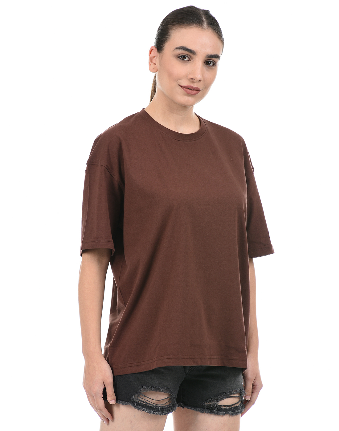 Oneway Unisex Solid Brown T-Shirt