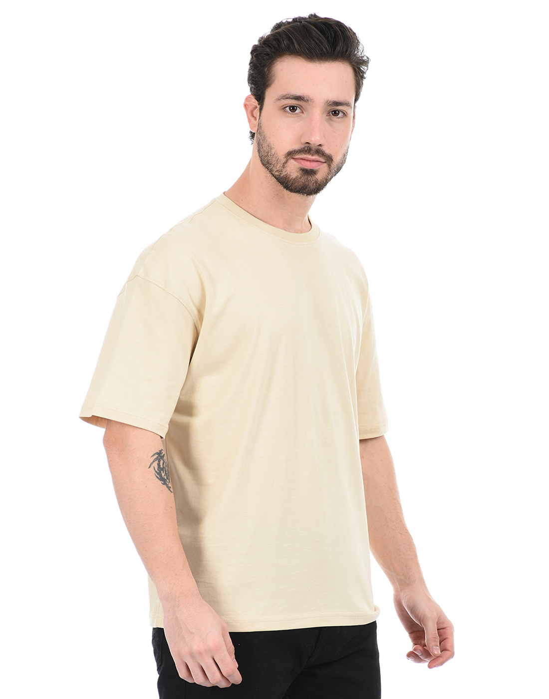 Oneway Unisex Solid Beige T-Shirt